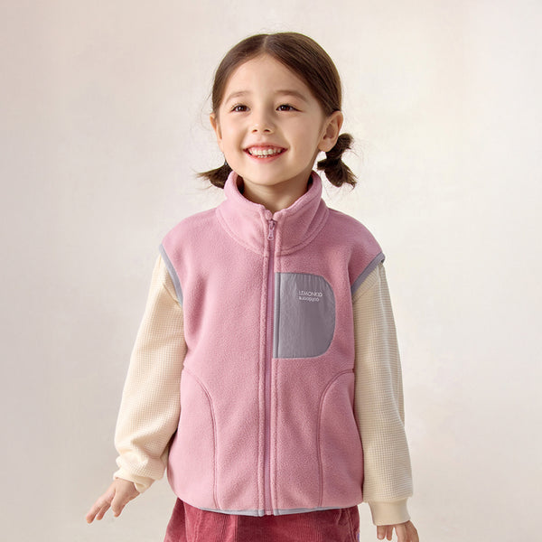 Áo gile nỉ cho bé trai gái Lemonkid cổ cao – Công nghệ tự sinh nhiệt, chống tĩnh điện, an toàn độ A
