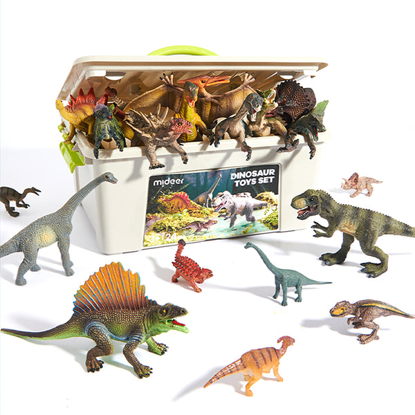 Bộ đồ chơi mô hình khủng long Mideer 24 món, chất liệu PVC nguyên khối không mùi an toàn