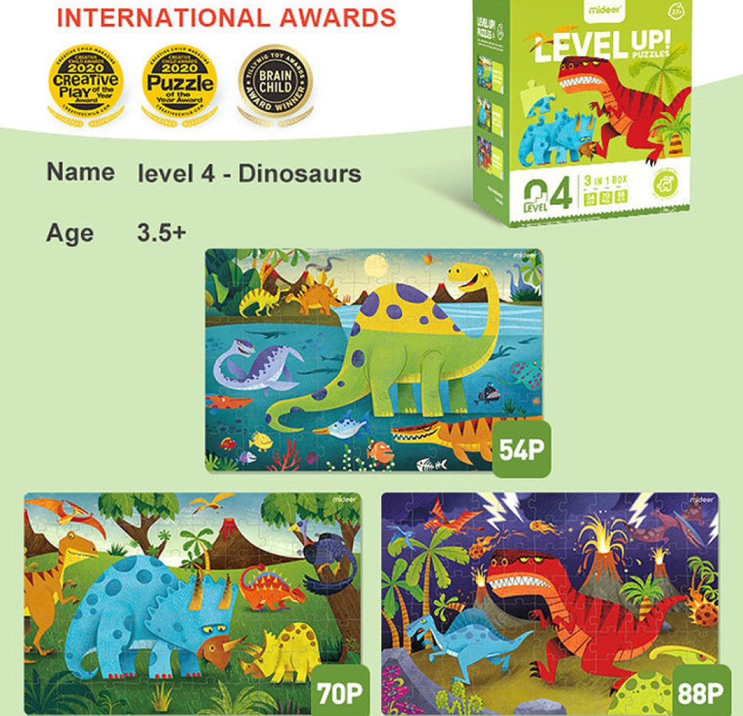 Bộ xếp hình cho bé Mideer Level Up, 8 cấp độ, 1-7 tuổi, nhiều chủ đề ...