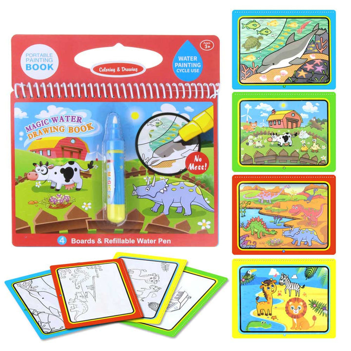 Sách tô màu ma thuật tự xóa nhiều chủ đề cho bé water doodle