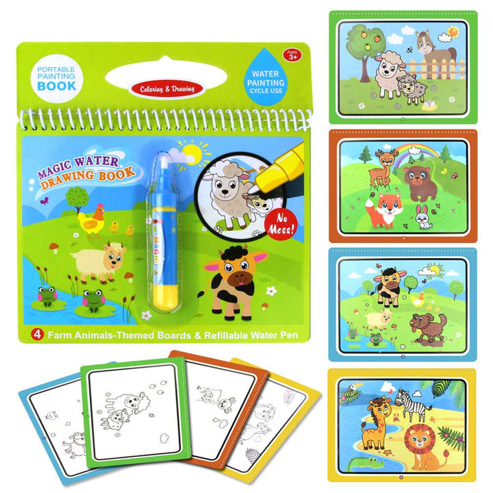 Sách tô màu ma thuật tự xóa nhiều chủ đề cho bé water doodle