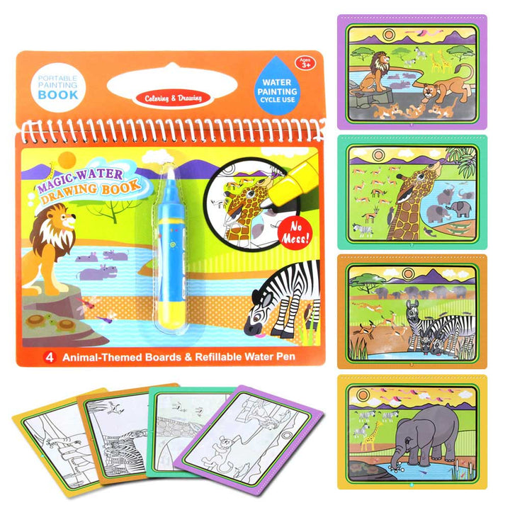 Sách tô màu ma thuật tự xóa nhiều chủ đề cho bé water doodle