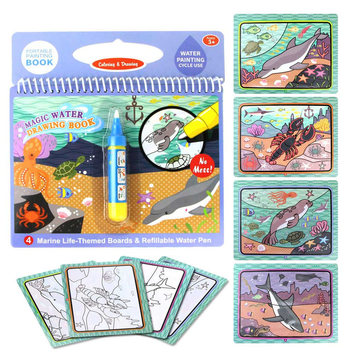 Sách tô màu ma thuật tự xóa nhiều chủ đề cho bé water doodle