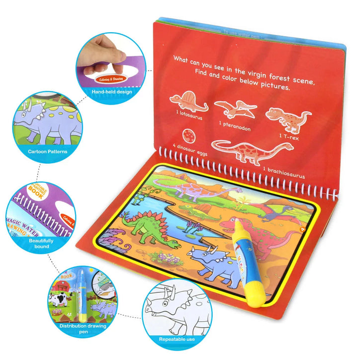 Sách tô màu ma thuật tự xóa nhiều chủ đề cho bé water doodle